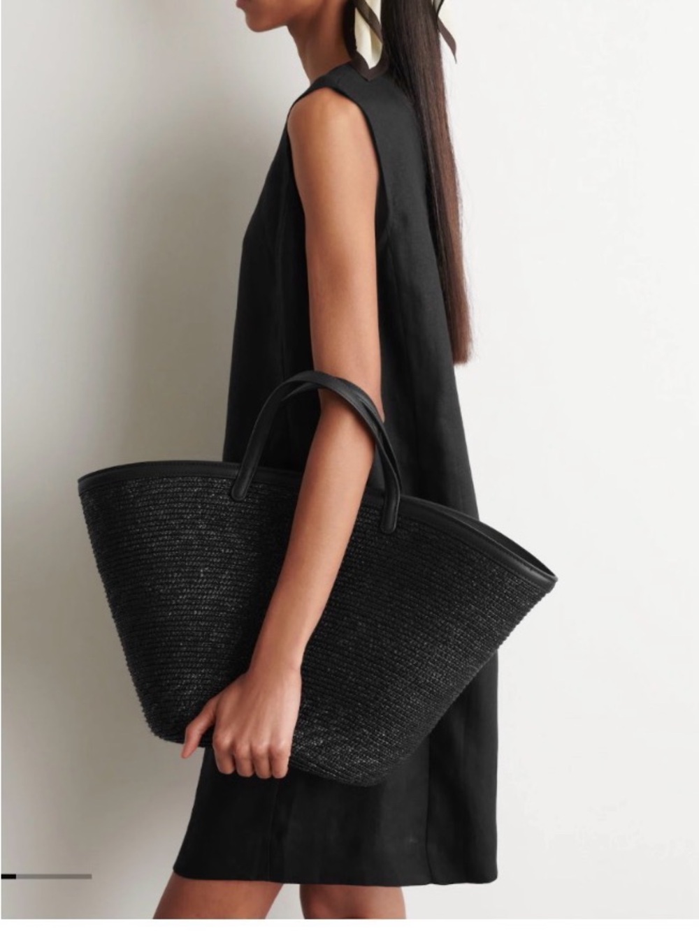 NWT COS Black Woven Tote Bag - Picture 3 of 4